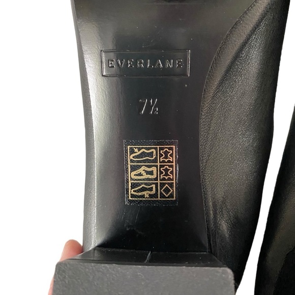 Everlane The Day Heel round toe scrunch back 2inch block heel leather black 7.5 - Picture 11 of 16